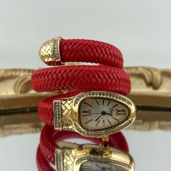 Elegant Serpenti Wrap Bracelet Watch – Red & Gold Tone ✨ main image 6